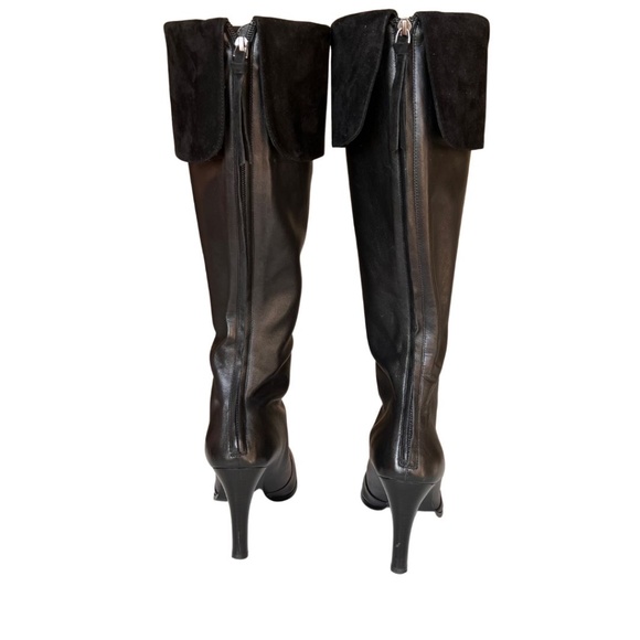 Ralph Lauren Beatrice Black Nappa Leather/Suede Knee High Boots With Box… - Picture 4 of 8
